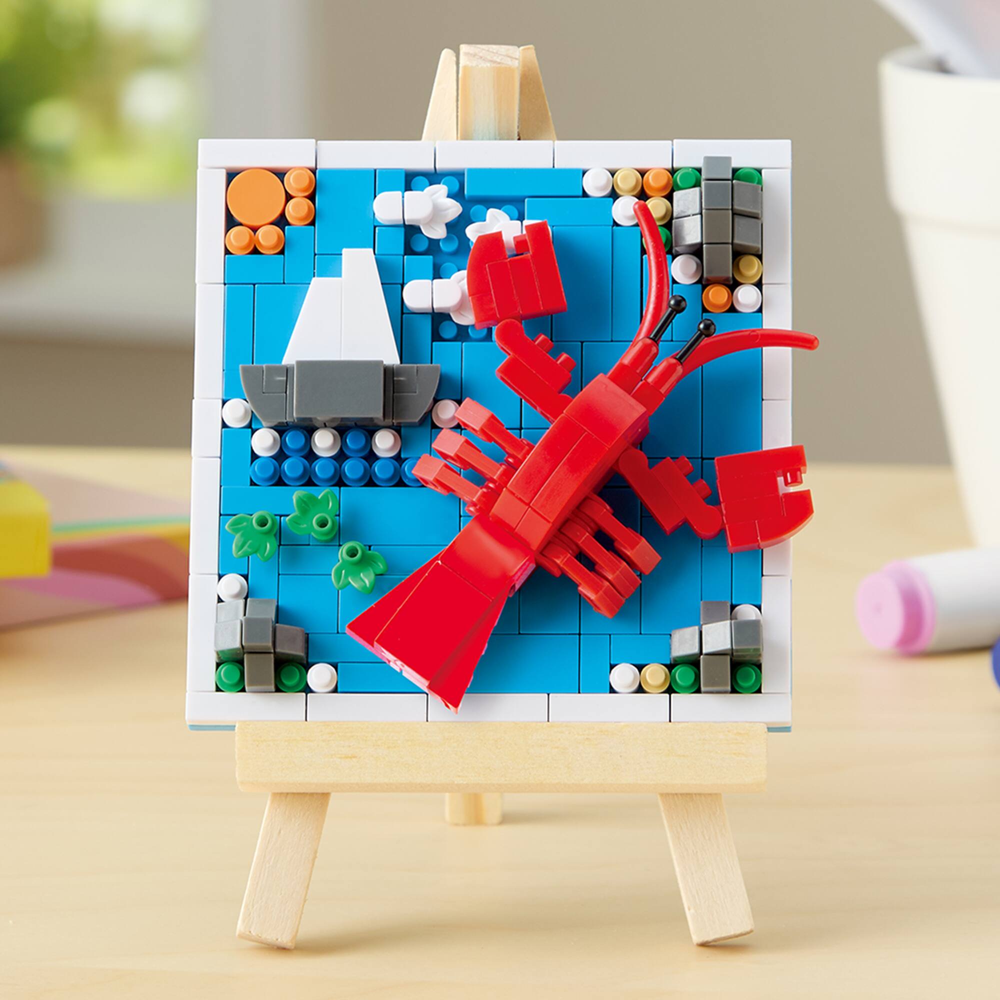 Lobster Brick Art Kit with Wooden Easel by Make Market®